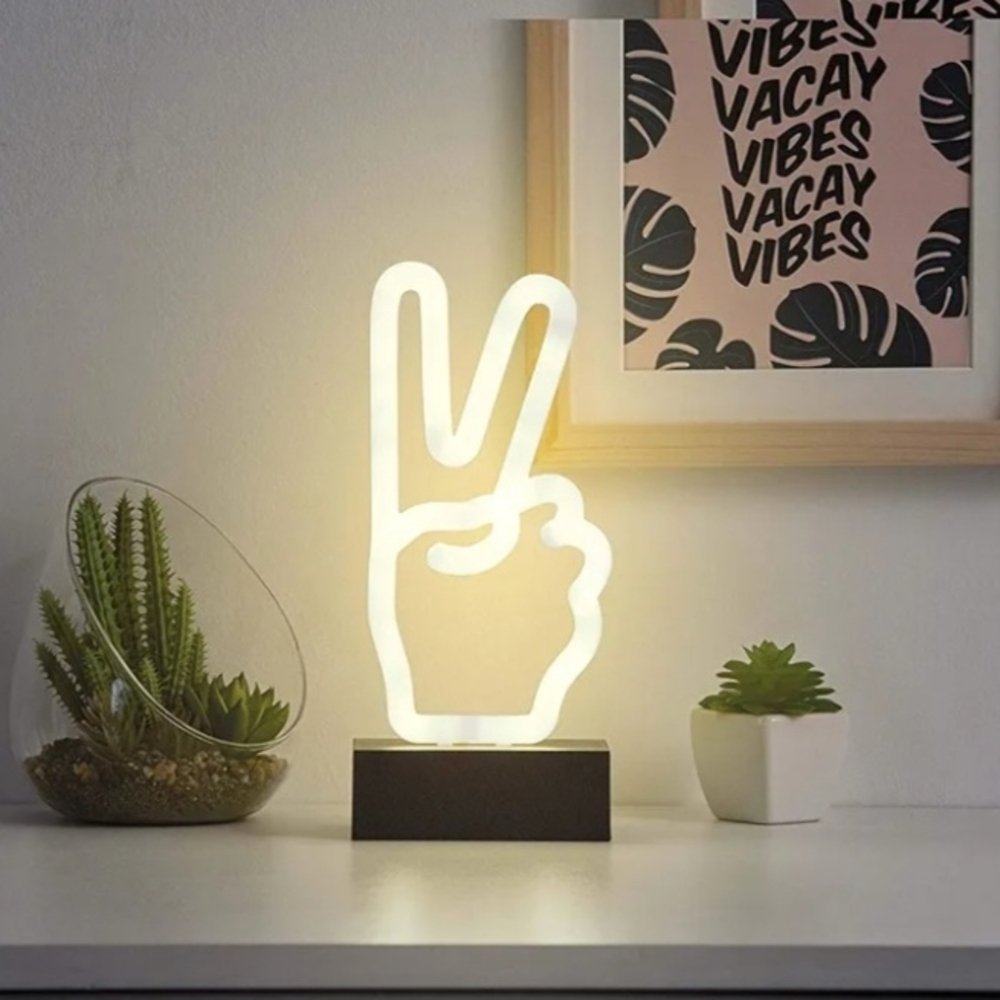 Peace Sign LED Neon Light - White